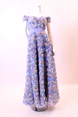 【クラリースコレクション】ロングドレス　ブルーパープル１０号サイズ　ピンクオレンジ１０号サイズ　コンテスト・発表会・パーティ・ナイトドレス【オーダーメイド対応可】