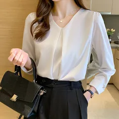 シャツ レディース ブラウス 長袖シャツ 半袖 2TYPE トップス  オフィス 無地 長袖 体型カバー 可愛い 着痩せ カジュアル ゆったり xzjhiam#