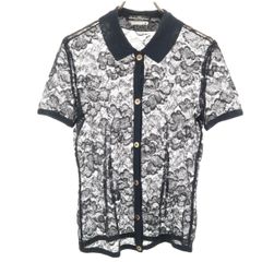 Salvatore Ferragamo サルヴァトーレフェラガモ 90s イタリア製 オールド 半袖 レース シャツ M 黒 レディース 古着