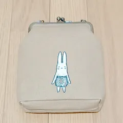 ★スマホも入る★がまぐち かばん ポーチ うさぎ刺繍 ショルダーバッグ ライトブラウン レディース キッズ 子ども用カバン かわいい コインケース 小銭入れ コスメケース 旅行 アウトドア 化粧道具収納