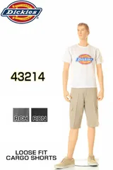 Dickies ディッキーズ 43214 LOOSE FIT CARGO SHORTS ルーズフィット ショートパンツ カーゴショーツ カーゴパンツ ワークパンツ ノータック コットン ディッキーズカーゴショートパンツ ワークウェア アメカジ 色 定番 新品