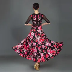 新品 未使用  新作 花柄スタンダード練習着ワンピースタイプの練習着！ダンスパーティーにも！ 社交ダンスドレス ラテンダンス衣装 レッスンウェア ステージ衣装