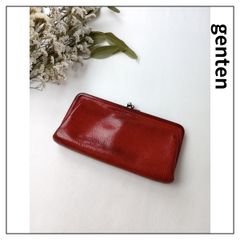 genten ゲンテン レザー ウォレット がま口 長財布 レッド 赤 (79Y＋4332)25A☆