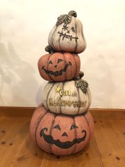 ラスト一点♪ハロウィンオーナメント　4ジャックオーランタン　アイボリー　ハロウィンオブジェ　かぼちゃ　インテリア　ハロウィンパーティ　ハロウィン飾り