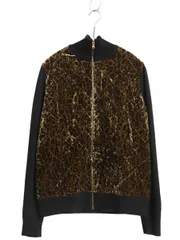 【お得なクーポン配布中!】 ローレン ラルフローレン フルジップ ヒョウ柄 切替 ニット セーター ジャケット レディース L / ウール レーヨン シルク ベロア ブラック