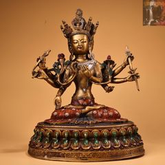 旧家蔵出 純銅製 緑ターラー像 仏像 縁起物 置物 アンティーク 骨董品