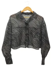 エモダ EMODA エアリーショートシャツ 長袖 ブラック 黒 ゼブラ柄 総柄 透け感 シアー 羽織 トップス