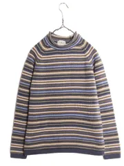 【お得なクーポン配布中!】 エルエルビーン ロールネック ボーダー ニット セーター メンズ S レディース M / 古着 アウトドア LLBean コットン LLビーン マルチカラー