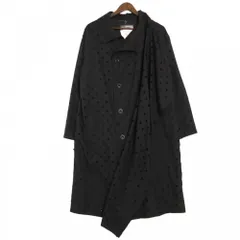 麻　ロングカーディガン ロングコート　ドレープ　羽織　ヨウジヤマモト　+NOIR 2/60 WOOL GABARDINE R DOUBLE LAYERED LONG COAT(XS Black