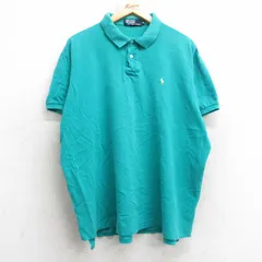 XL/古着 ラルフローレン 半袖 ブランド ポロ シャツ メンズ 90s ワンポイントロゴ 鹿の子 大きいサイズ コットン 青緑 25jul08 中古 トップ