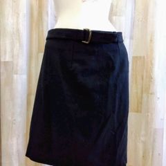 UNTITLED アンタイトル ベルト付き 美シルエット ウールカシミヤ混紡 ミニスカート風 ブラック 日本製
