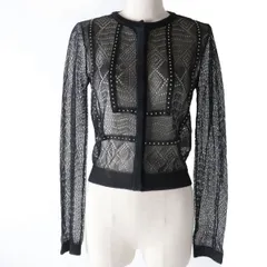 極美品☆正規品 VALENTINO ヴァレンティノ スタッズ付き シルク100％ 長袖 レース カーディガン ブラック 黒 S レディース イタリア製のサムネイル