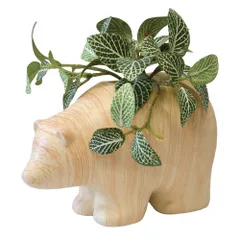 ☆ ベアNA ☆ 光触媒 インテリアグリーン WDポット アニマル 光触媒 フェイクグリーン イミテーション 消臭 抗菌 造花 陶器 木目調 アニマル インテリアグリーン 植物 飾る 飾り 置物 置き物 インテリアプランツ おしゃれ 癒し 癒やし 寝室 和室