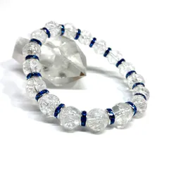 クラック水晶 パワーストーン ブレスレット  8mm BL メンズ・レディース 男性・女性  数珠 ◇