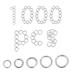 SUNNYCLUE　1000個5種　7-10mm　丸カン　ステンレス　カン　オープンジャンプリング　丸環　ステンレス　マルカン　キット　未溶接　ジャンプリング　リング　クラスプ　留め金　銀色　パーツ　留め具　接続金具　手芸素材　基礎パーツ　ハンドメイド材料　ク