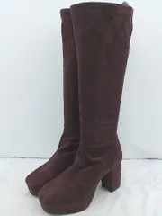 ◇ ESPERANZA エスペランサ サイドジップ スウェード ヒール ロング ブーツ サイズ L バーガンディー レディース E  【1305300008237】