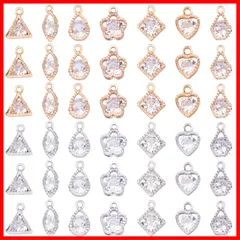 【迅速】  チャーム パーツ ラインストーン チャーム ラインストーンペンダント ハート形 合金 キュービックジルコニ ペンダント ライトゴールド ハンドメイド クセサリーパーツ 70個
