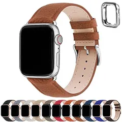 ブラウン+シルバーバックル_38mm40mm41mm アップルウォッチ バンド Apple Watch バンド アップルウォッチベルト 本革 装着簡単 保護ケース付き レディース メンズ 123456789SESE2UltraUltra2シリーズ対応38mm