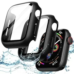 【在庫セール】JETech Apple Watch SE 3/2/1 (2025/2022/2020) / Series 6 5 4 44mm用 防水ケース 液晶保護フィルム付き 強化ガラスフィルム内蔵 ハードPCバンパー 全面保護カバー 2個セット (ブ 0
