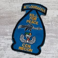DE85 スカル ドクロ 骸骨 ベトナム 戦争 ワッペン RT LOUISIANA KILL FOR PEACE CCN RECON 銃 ベレー 刺繍 おしゃれ リメイク アメカジ 軍物 青
