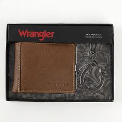 メンズ財布 キーホルダー セット 人気ブランド  Wrangler ラングラー 2つ折りスリム財布 ＆ 馬蹄型キーホルダー ギフトセット ジーンズ ブランド USA直輸入モデル GS16449 送料無料