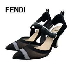 美品☆　FENDI　フェンディ　コリブリ　フラット　パンプス　37.5 フェンディ【FENDI】コリブリ FF メッシュ レザー サボ