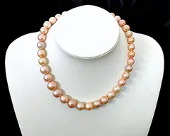 高騰が続く真珠！！特売！（更にクーポン割引１０００円付）照り巻最高！ビックサイズ　天然色【桜ピンク】　南洋湖水パールネックレス１０㍉―１３．５㍉前後のサムネイル