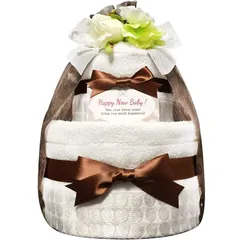 KanonBabys おむつケーキ 男の子 女の子 オーガニック 出産祝い 2段 Sサイズ 3002 [Sサイズ(x 22)]