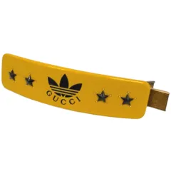 グッチ GUCCI ×アディダス adidas バレッタ ヘアクリップ ヘアアクセサリー 髪留め ロゴ ストーン スタッズ 黄 イエローのサムネイル
