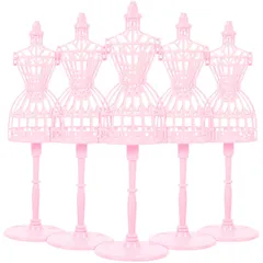 【在庫処分】Abaodam 人形トルソー ドールトルソー 人形洋服用 ミニチュアトルソー プラスチック 人形 ディスプレホルダー ミニドレスフォーム スタンド展示 ピンク 5個セット