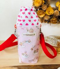 [SALE] 씻을 수있는 보온 보냉 페트병 커버 & 물통 홀더 핑크 [유메 카와 페가수스 구름과 무지개 반짝임] 어린이용 PS.2324 | 통원용 귀여운 토트 백과 아이 스모크 Hoshizora ☆ 호시 조라