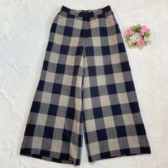 4629 ー大特価ー 良品★ 【ジャンニロジュディチェ】  GIANNI LO GIUDICE サマーウール ワイドパン ツ イージーパンツ （L） 日本製 チェック柄 レトロ ビンテージ バックゴム LOT46