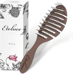 Etoluce エトルーチェ BeautyDryトップスタイリスト監修ドライブラシ ヘアブラシ くし 頭皮マッサージ ヘアドライ専用 スケルトンブラシ 濡れた髪も絡まない コーム(LightBrown)