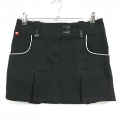 フィラゴルフ ボックスプリーツスカート 黒×白 ハート レディース L ゴルフウェア FILA GOLF