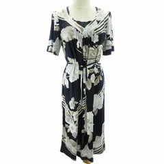 レオナール LEONARD FASHION 美品 カンカン素材 ワンピース ロング 花柄 黒系 ブラック系 LLのサムネイル