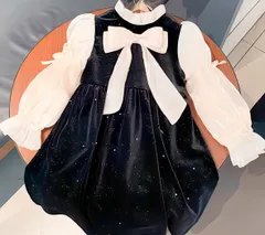 ベルベットワンピース キッズワンピース ジュニアワンピース 子供ワンピース 子供ドレス 長袖 リボン パフ袖 かわいい 韓国 きれいめ カジュアル フォーマル ガーリー 女の子 ワンピース フロントリボン 入学式 子供 子ども ピアノ 発表会 子供 結婚式