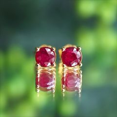 高品質 天然 ルビー 6mm ローズカット スタッドピアス｜14kgf - メルカリ
