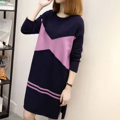 ワンピース ショート丈 クルーネック 長袖 膝上 あったか 大人 おしゃれ 可愛い 秋 冬 シンプル 10代 20代 30代yg132