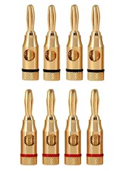 金メッキ バナナプラグ 8本セット(4ペア) スピーカー接続 赤 黒 24K[定形外郵便、送料無料]mer002