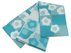 着物美人 送料込み 浴衣帯 長尺 日本製 半幅帯 半巾帯 細帯 四寸帯 夏帯 帯 浴衣帯青緑 半幅帯青緑 浴衣帯白 浴衣帯市松 半幅帯市松 浴衣帯くすみ 半幅帯くすみ 浴衣半幅帯 浴衣帯女性 半幅帯女性 浴衣帯女の子 【 青緑 オフ白 梅 】m461207k3