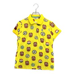 中古 レディース マンシングウェア Munsing wear 半袖ポロシャツ L 黄 イエロー 総柄 薄手