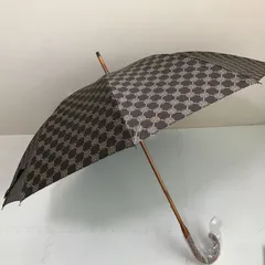 アンコキーヌ プリント柄木製晴雨兼用長傘 モノグラムブラウン