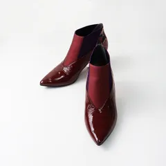 定価3.7万 ユナイテッド ヌード UNITED NUDE Spark Bootie Lo パイソン柄 ローヒールブーツ 37/レッド 23.5-24㎝ レザー【2400014391411】