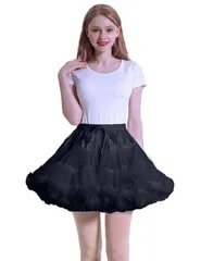 [YouYiHe] パニエ 白 猫耳 カチューシャ 鈴付き コスプレ かわいい 大人 ロリータ ゴスロリ ミニ 黑 裏地付き ワイヤー 女装 メイド服 ハロウィン 大きいサイズ 仮装 春夏秋冬 ふわふわ パニエ スカート