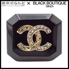 シャネル CHANEL ピンブローチ ココマーク B23A ブラックxゴールド レジン メタル ラインストーン ブローチ レディース 101798499