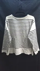 ◇ mystic ミスティック クルーネック サイドスリット 長袖 ロングTシャツ サイズ F ホワイト ブラック レディース E  【1211150023866】