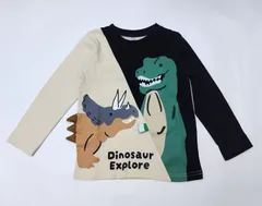 キッズ 男の子 恐竜ロングTシャツ 長袖Tシャツ 130cm チークルーム 新品