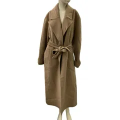 186004 ZARA ザラ ベルト付きロングコート XS ベージュ ウール/ポリエステル