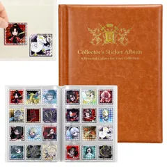 ビックリマンチョコ・シールウエハース等ファイル 手帳型 大容量 最大480枚 保管 コレクション 鑑賞用 傷防止 レザー調 スリーブ可 48mm/52mm対応 (ブラウン) [ブラウン]