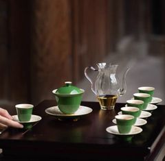 中国茶器　セット　蓋碗　公道杯　茶杯　茶托